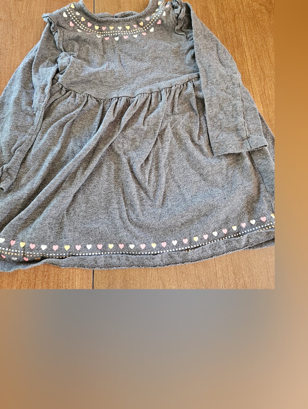 Carter's Long Sleeve Dress, 18 Month, Gray Hearts